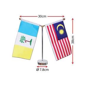 Table Flag Stand (Double) Y Shape Crystal Round