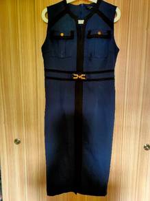 WornOnceDarkBlueHandsomeLONGUnlinedSleevelessDress