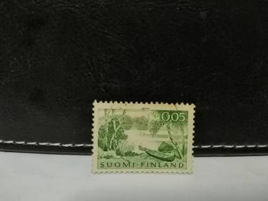 1963 Finland Stamp Boat River Scenery