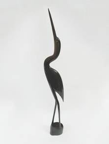 Antique Buffalo Horn Carved Bird Stork Egret Scul