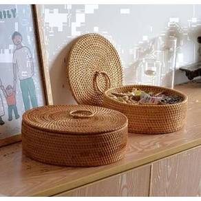 Round Rattan Basket Box