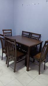 6-Seater Wooden Dining Table Set + 6 Chairs
