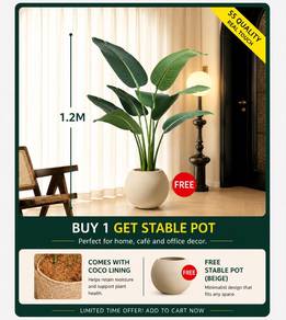 1.2M Artificial Banana Leaf Plant with Pot