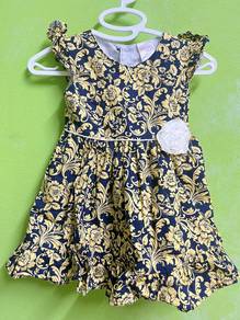Baby Dress (Navy Blue & Yellow)