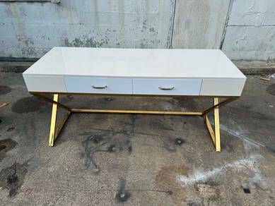 Steel Frame Gloss Meja Study Table Desk Drawer