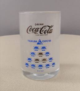 Coca cola tsukuba expo 85 frosted glass cup