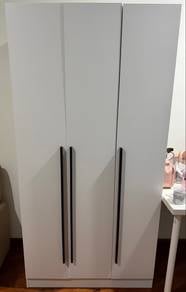 White 3-Door Wardrobe with Shelves
