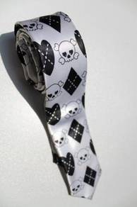 SLIM Kawaii Emo Girls Skull Crossbones BW Neck Tie
