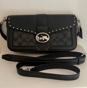 Coach Signature Canvas Flap Shoulder Crossbody Bag