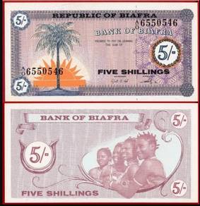Biafra Banknote 5 Shillings 1967 - Pick P1