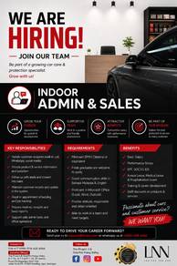 Hiring Indoor Admin & Sales
