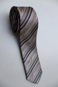 SLIM Gold Black White Yellow Oren Striped Neck Tie