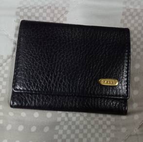 Bally Black Leather Tri-Fold Wallet