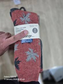 George Men's Merino Wool Cushion Crew Socks (2 Pai