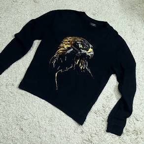 Zara Men Embroidered Eagle Black Sweatshirt