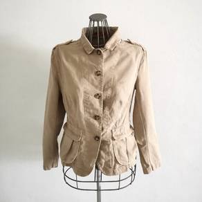 Prada Collared Button Down Coat Jacket Khaki Beige