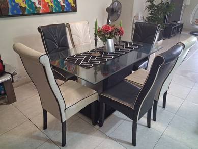 Glass Dining Table Set c/w 6 Chairs