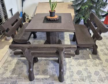 Concrete Table with benh chairs