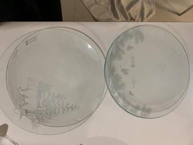 Glass plates and cutlery set