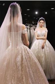 Cream glitter fishtail wedding gown RB1108