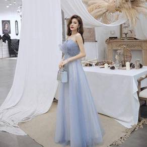 Blue glitter wedding evening prom gown RBP1476