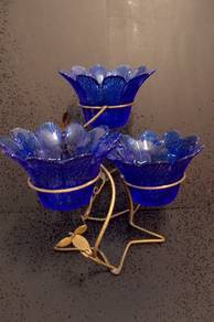 3 Glass Bowl Deco Set with Metal Stand