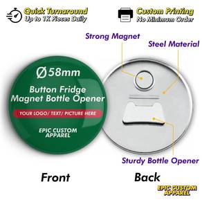Custom Logo Bottle Opener Fridge Magnet 58mm