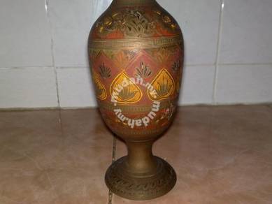 Pasu tembaga antique brass vase 14.5"