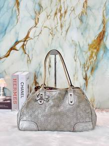 Gucci Silver GG Leather Princy Tote