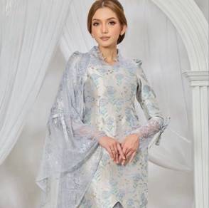 Edradesire Bianca Brocade Kurung (Baby Blue)