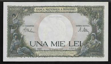 Romania 1000 Lei Banknote 1943 - Pick P52  unc