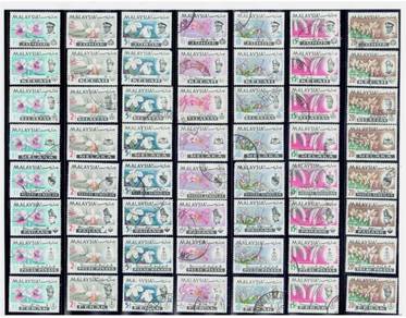 Use-d Stamp Orchid 13 states 91v Malaysia 1965