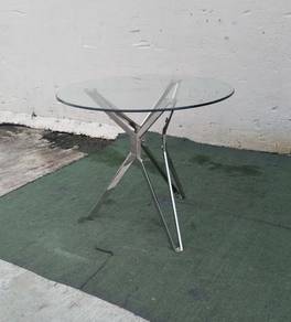 YE40F Meja Makan Kaca 3' Tempered Glass Table