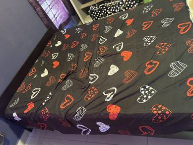 Wooden bed and mattress