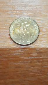 RM 1 old coin duit syling lama - 1991