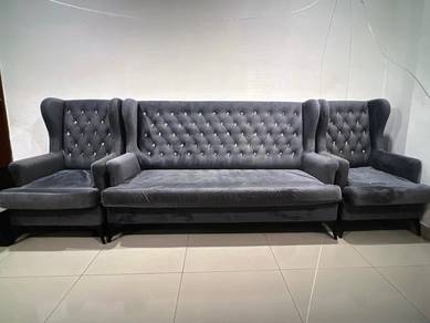 sofa high bed chesterfield grey