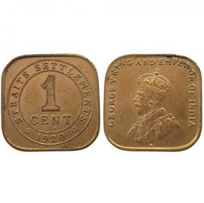 Straits Settlements KGV 1920 1 cent coin