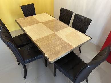 Marble table and 6 chair sets
