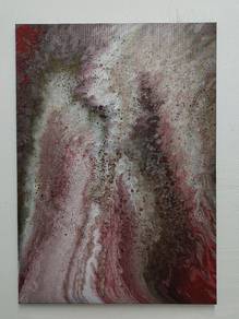Cloudy Red Abstract Painting 