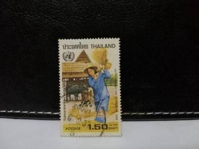 1984 Thailand Stamp Farm House Threshing Padi