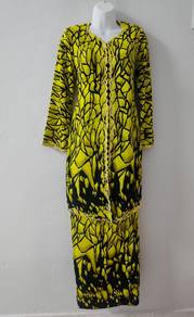 Baju Kurung Moden Kuning mustard Hitam Elegant