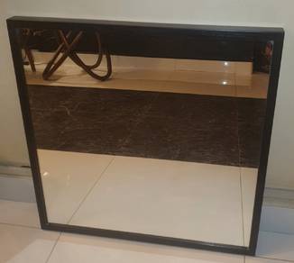 Stave Large Black Framed Mirror 70x70cm