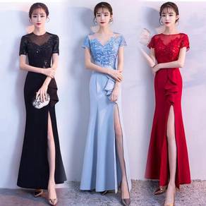 Black red blue sequin slit prom dress gown RBP0950