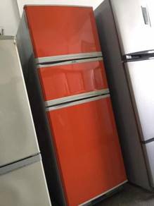 Orange 3 Doors Elba Refrigerator Peti Sejuk Fridge