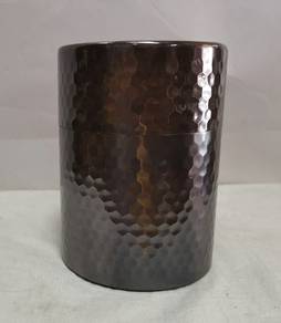 Japanese tea leaf canister made of copper with ham