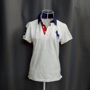 Ralph Lauren Blue Collar White Polo T-Shirt