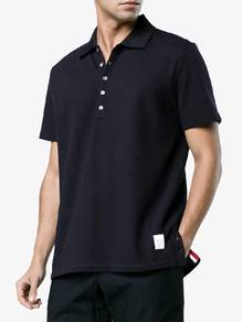 Thom Browne Navy Polo Shirt with Signature Stripes