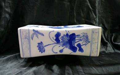 Rarely Asiatic Headrest Ceramics Blue Painting