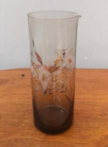 Crystal brown pitcher vase gold floral
