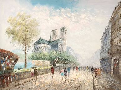 Paris Street Scene with Notre‐Dame -Reproduction